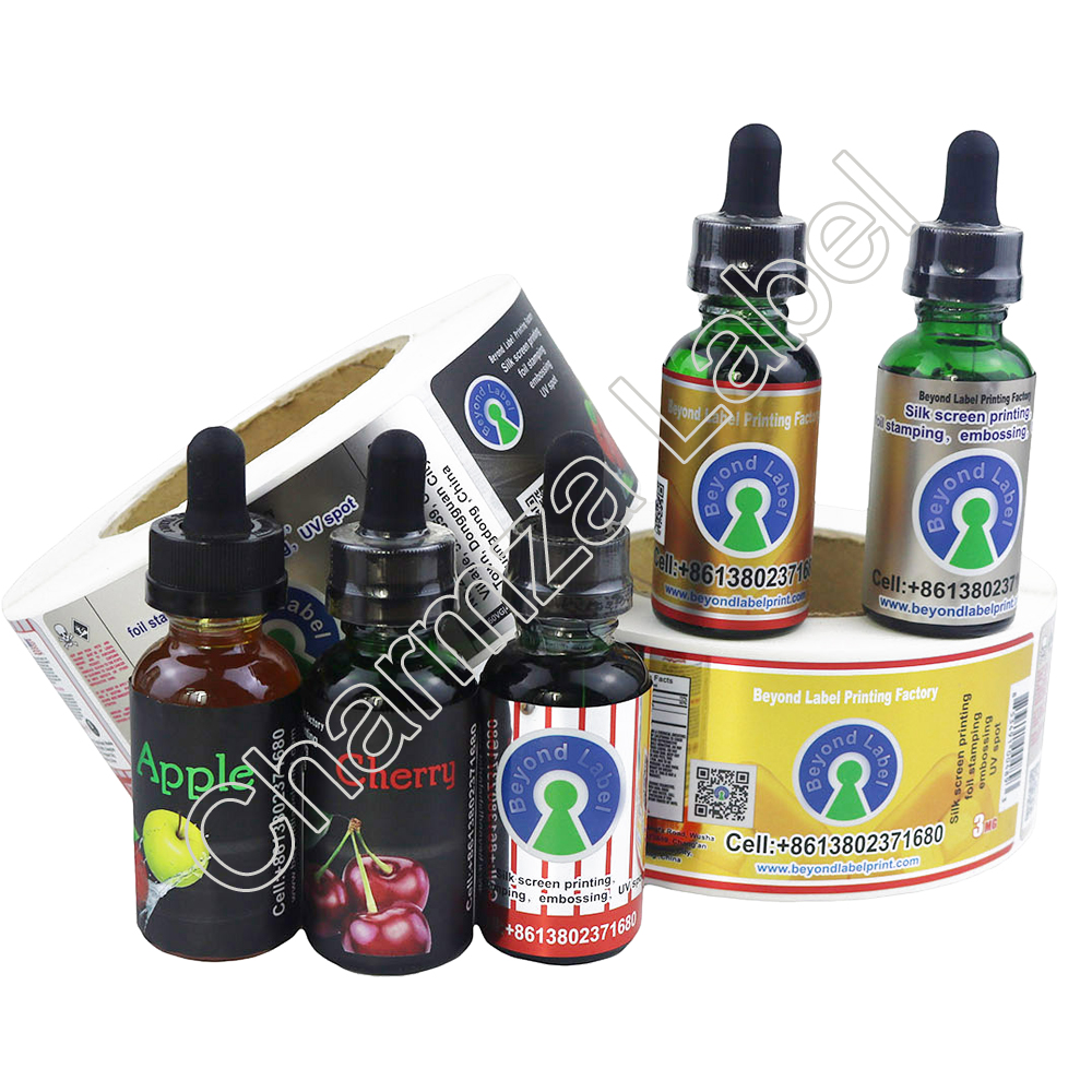 Customized Waterproof Logo Adhesive Vinyl Private Vape E-liquid Bottle Label Sticker